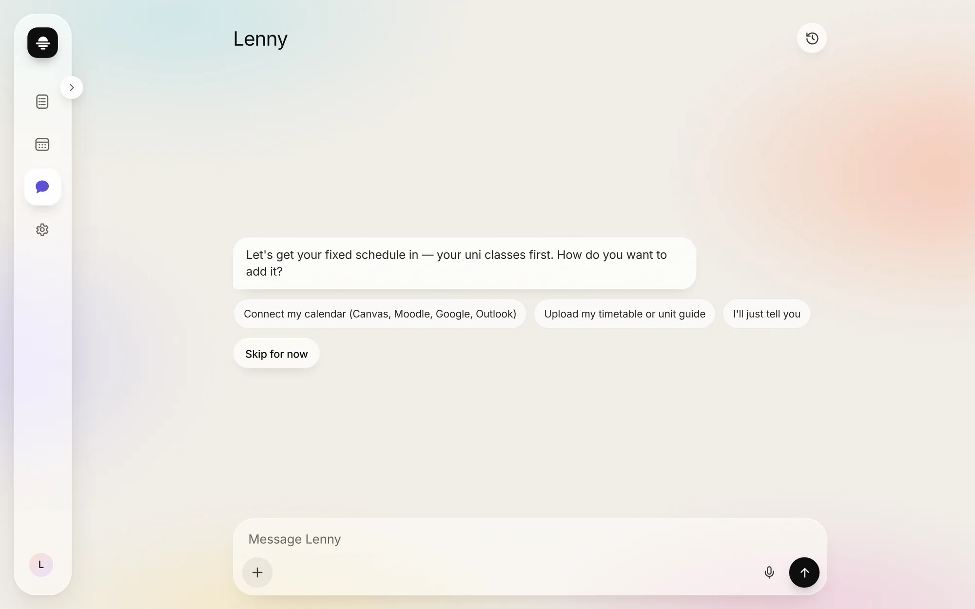 Lenny asking how to add your fixed schedule