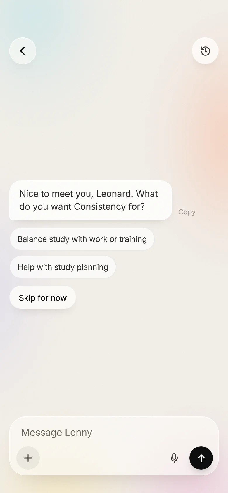 Lenny asking what you want Consistency for