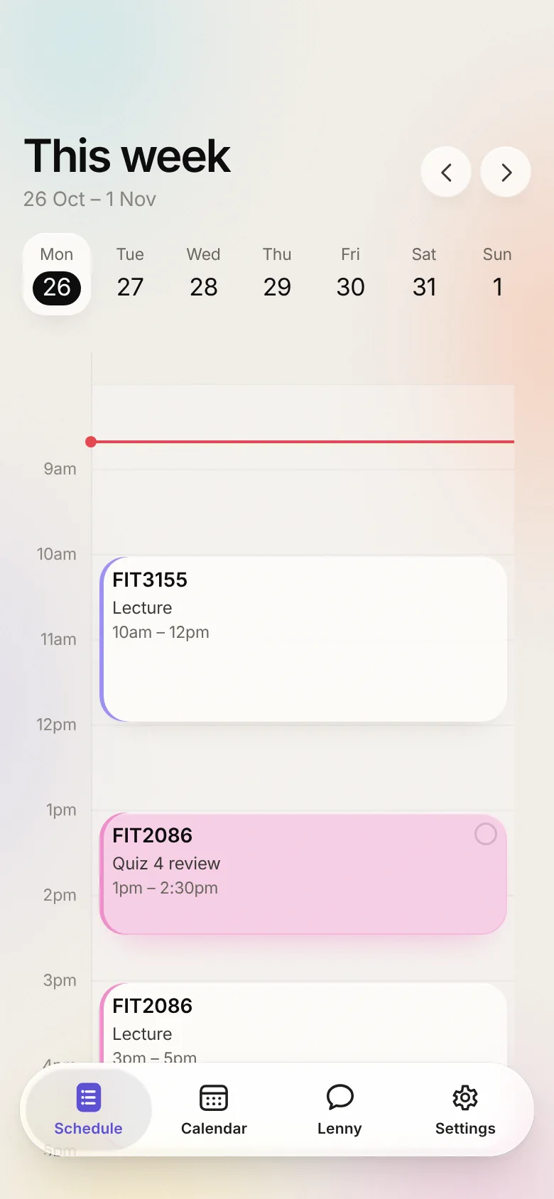 Consistency on a phone: this week’s schedule